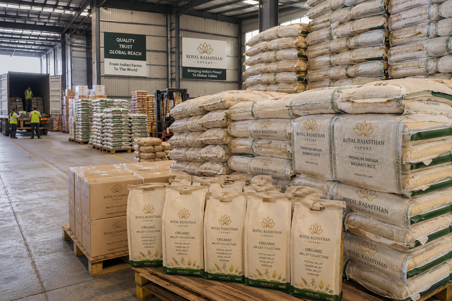 Bulk export bags in warehouse